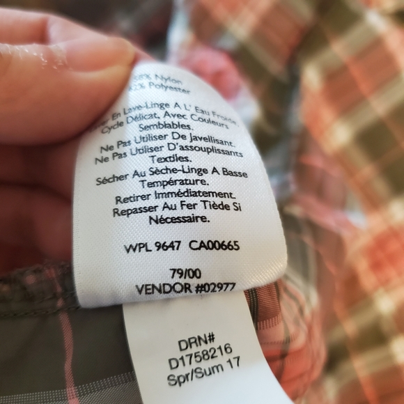 Eddie Bauer Olive/Pink Plaid Button Down - Picture 7 of 8